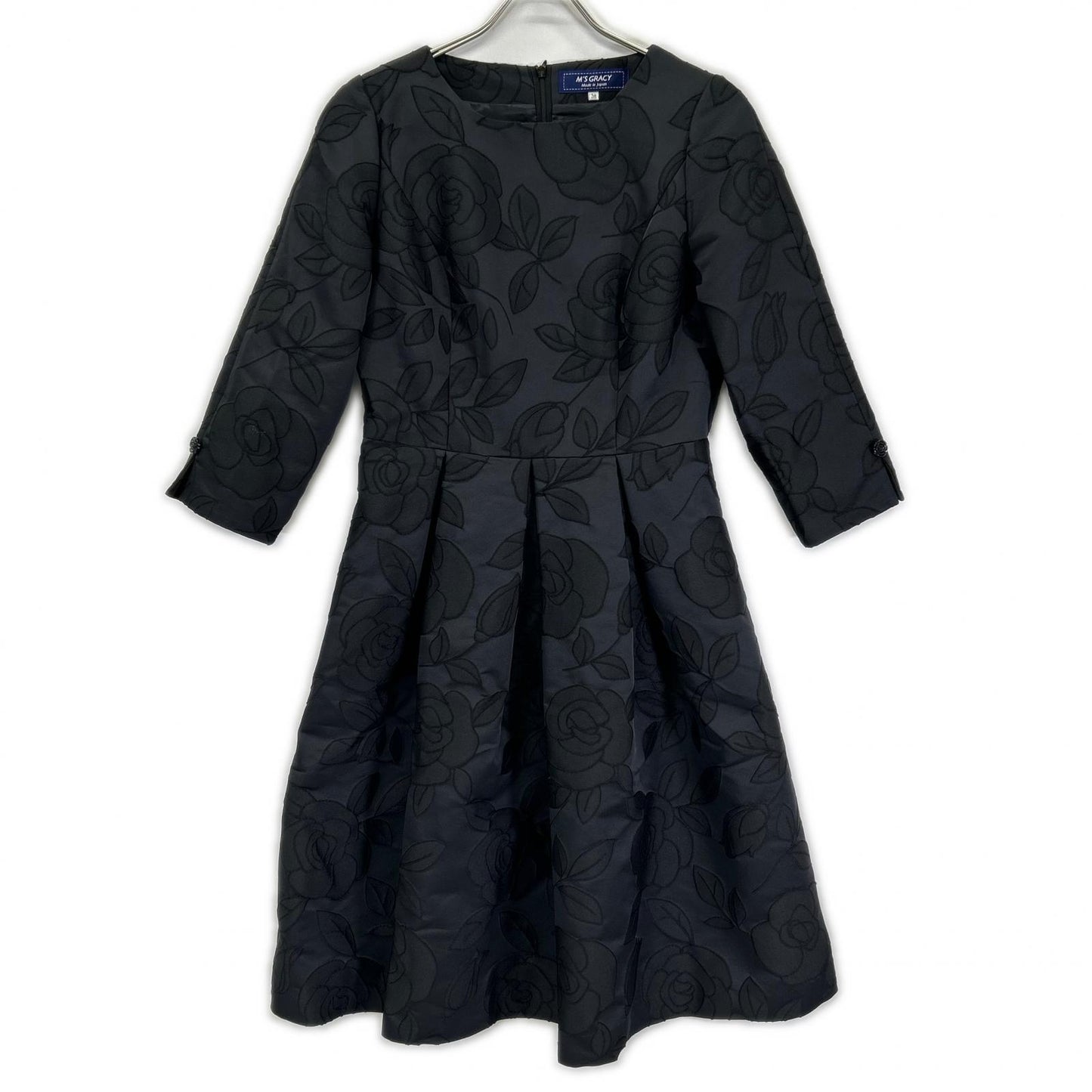 M'S GRACY M's Gracy 2023 Black chambray jacquard rose dress dress