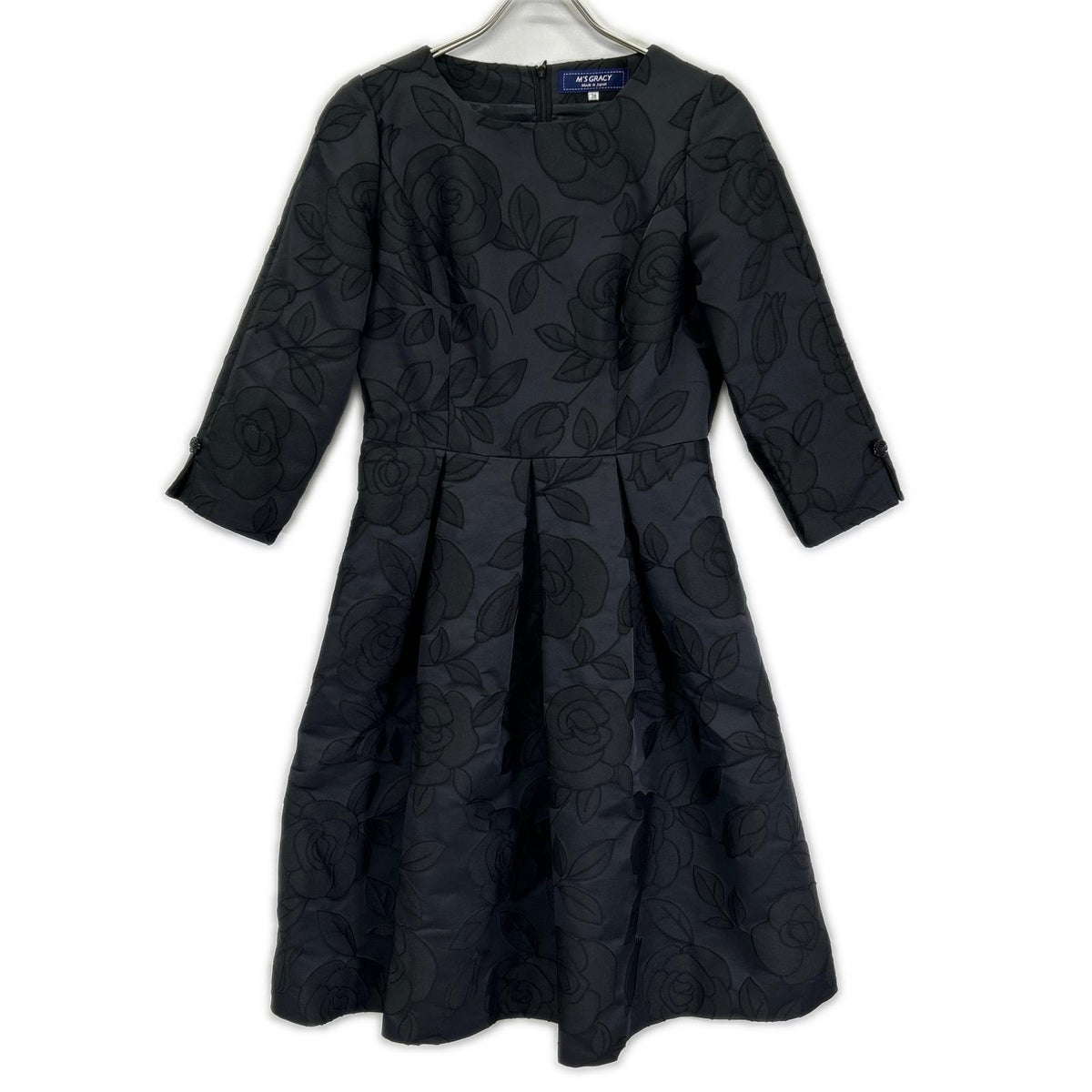 M'S GRACY M's Gracy 2023 Black chambray jacquard rose dress dress