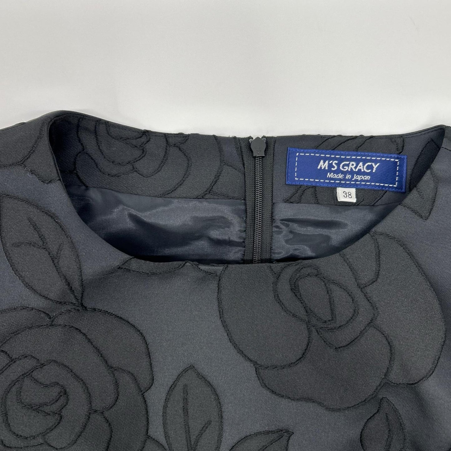 M'S GRACY M's Gracy 2023 Black chambray jacquard rose dress dress