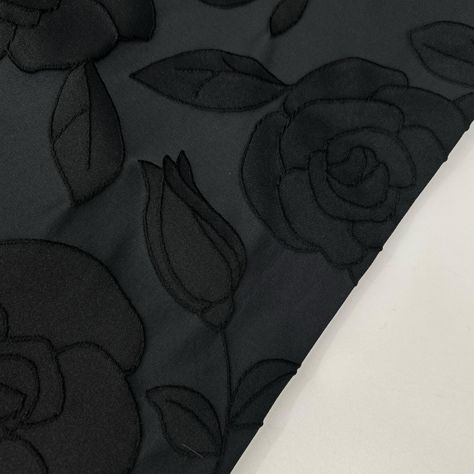 M'S GRACY M's Gracy 2023 Black chambray jacquard rose dress dress