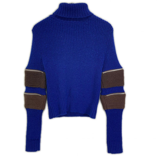 sacai サカイ 20-05233 20年製 ネイビー Wool Zip Sleeve Turtleneck トップス