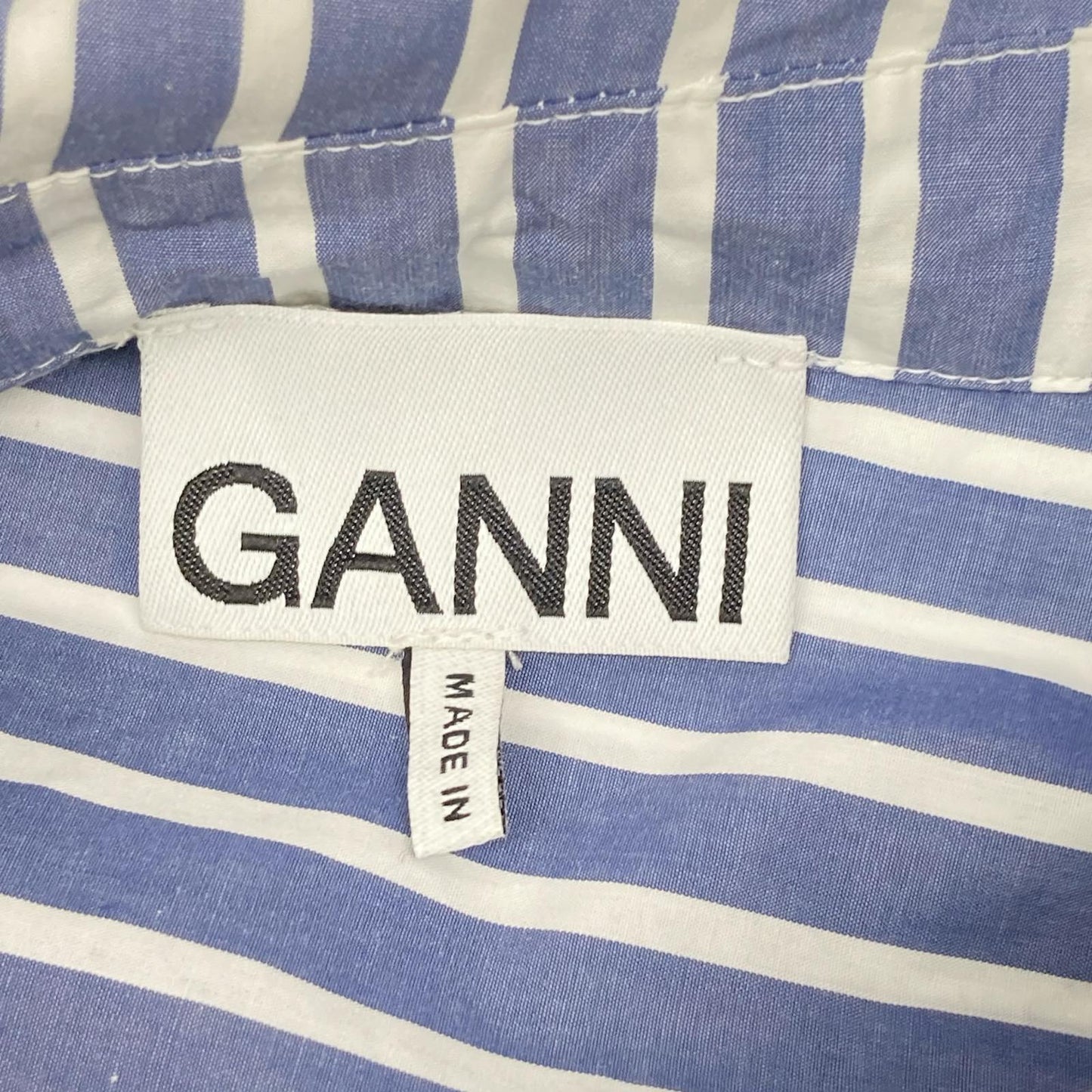 GANNI ガニー 6475 ブルー×ホワイト ストライプ 長袖シャツ トップス