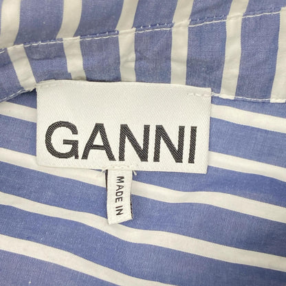 GANNI ガニー 6475 ブルー×ホワイト ストライプ 長袖シャツ トップス