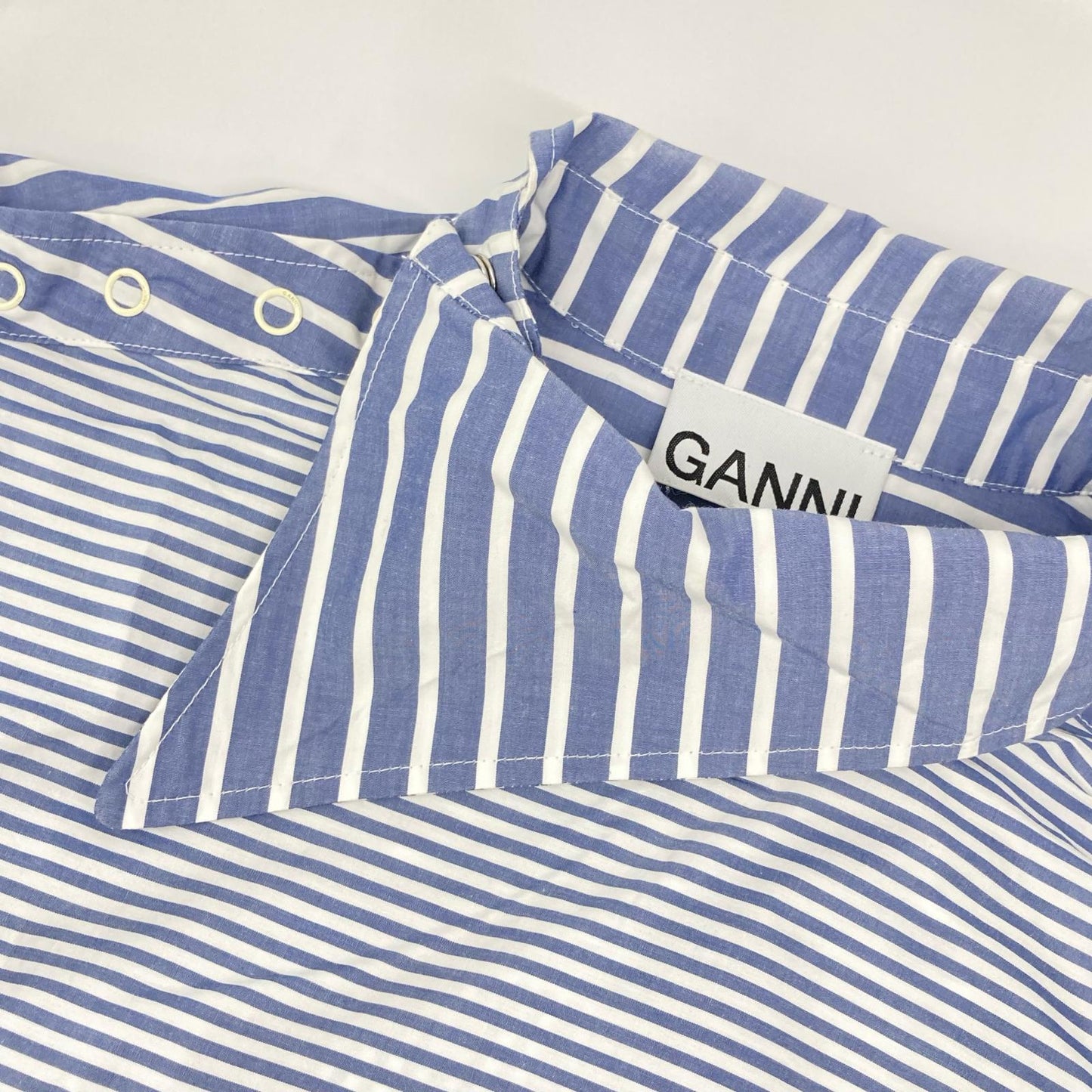 GANNI ガニー 6475 ブルー×ホワイト ストライプ 長袖シャツ トップス