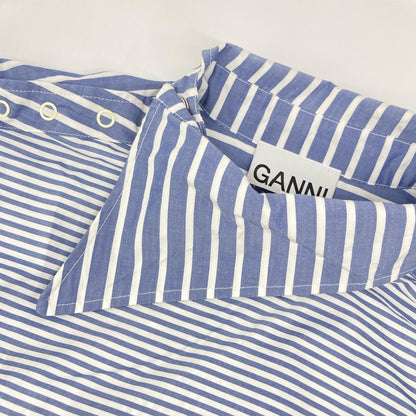 GANNI ガニー 6475 ブルー×ホワイト ストライプ 長袖シャツ トップス