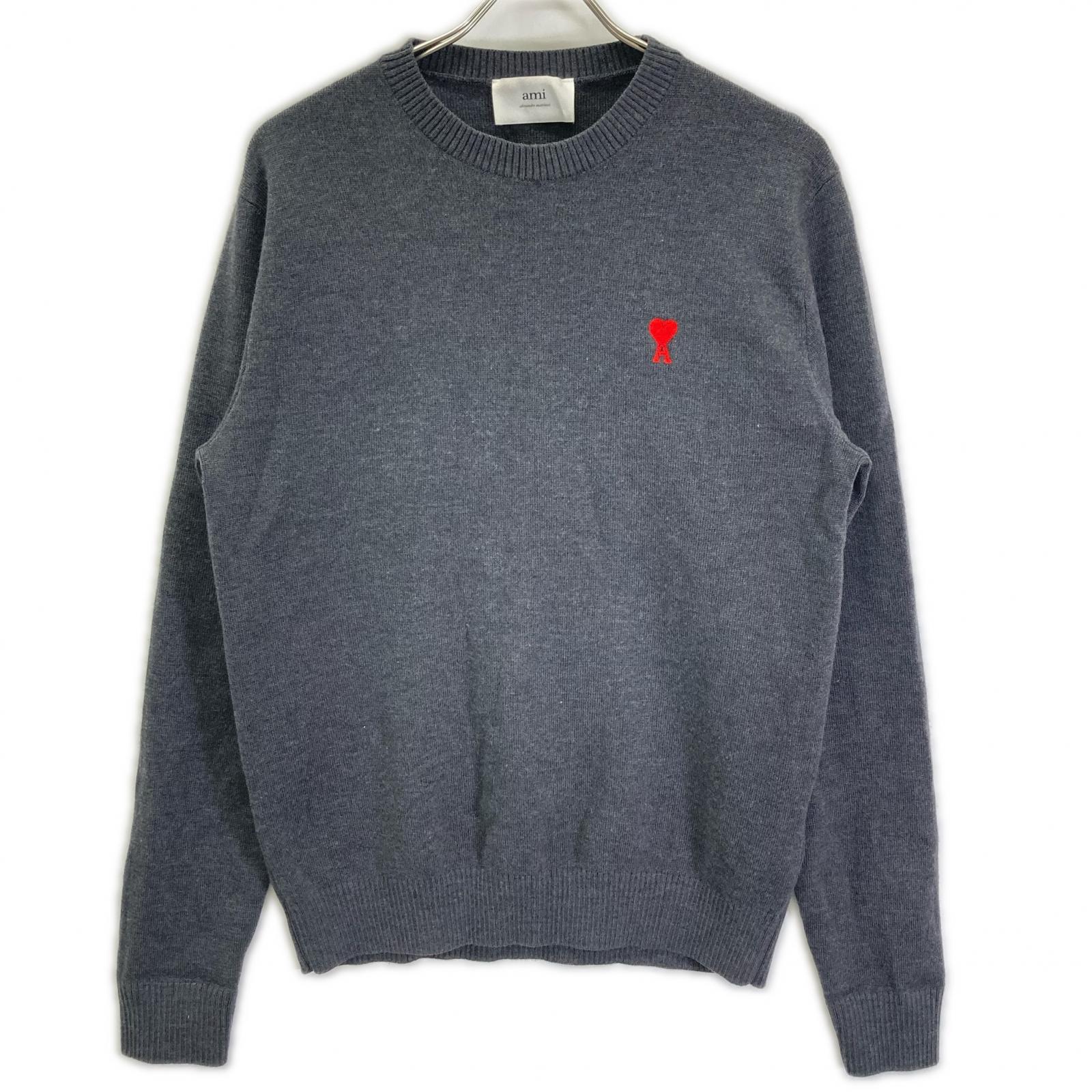 AMI Alexandre Mattiussi アミアレクサンドルマテュッシ HKS001.001 グレー ウール100 ami de coeur クルーネックセーター トップス