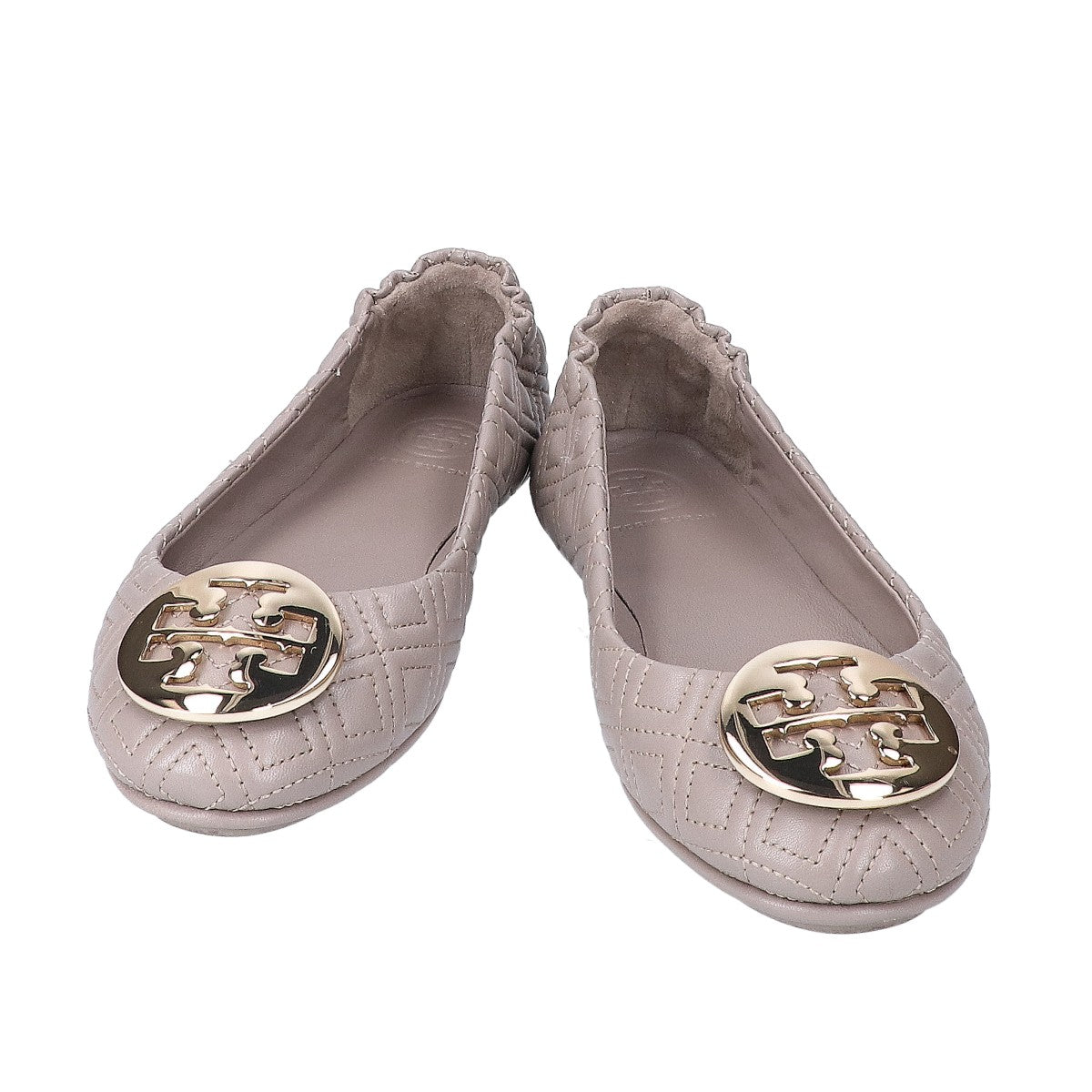 Tory Burch 【Excellent condition】logo plate quilted leather flat ballet shoes