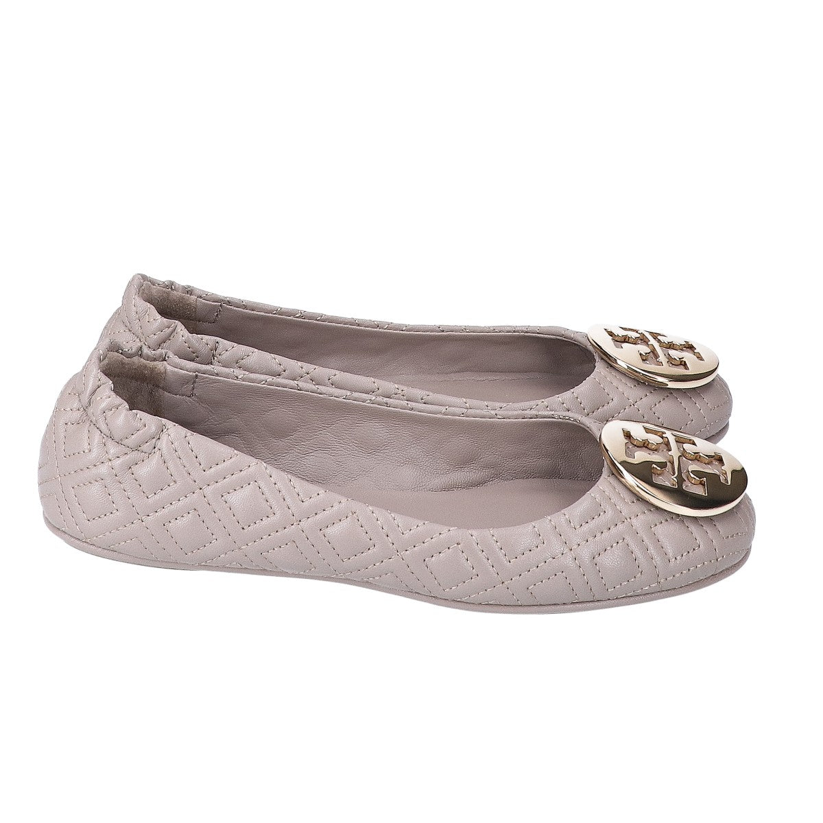 Tory Burch 【Excellent condition】logo plate quilted leather flat ballet shoes