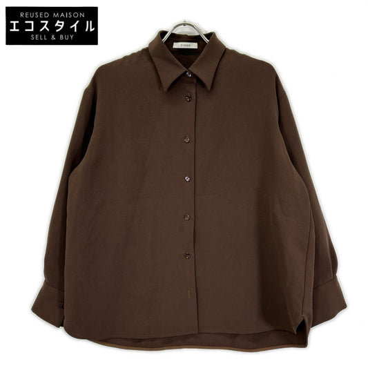 CINOH チノ ブラウン スリット ロングスリーブ シャツ トップス