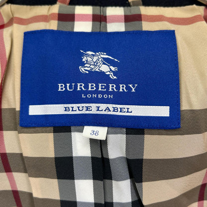 Burberry Blue Label バーバリーブルーレーベル ブラック ウール×アンゴラ ノバチェック ダブルボタン Aラインコート コート