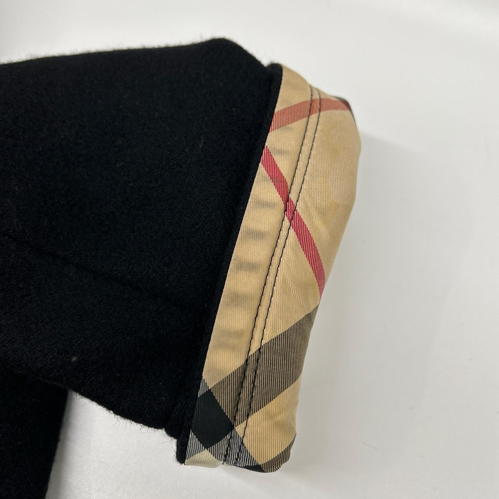 Burberry Blue Label バーバリーブルーレーベル ブラック ウール×アンゴラ ノバチェック ダブルボタン Aラインコート コート