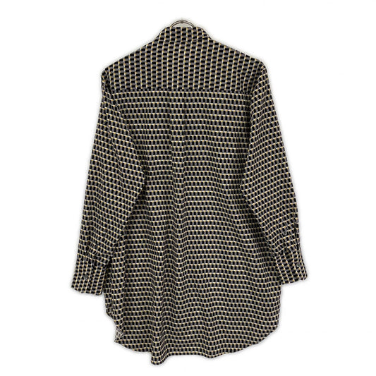 β brown all-over cube-print shirt top
