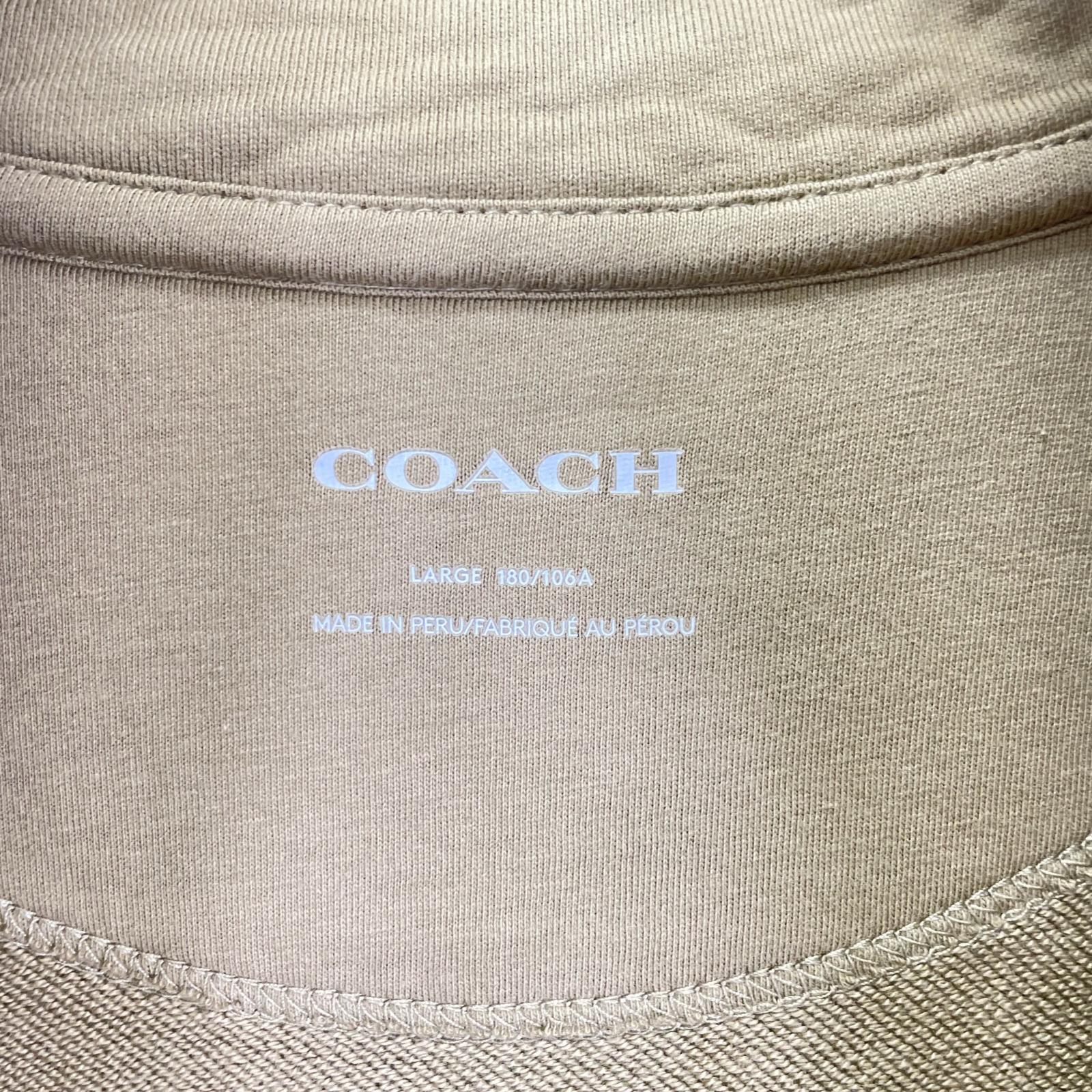 COACH コーチ 233092 カーキ レタープリント ハーフジップ 長袖スウェット トップス