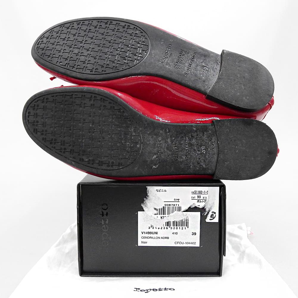 repetto レペット パテント バレエフラット レインシューズ レディース レッド 39 V1499UNI シューズ