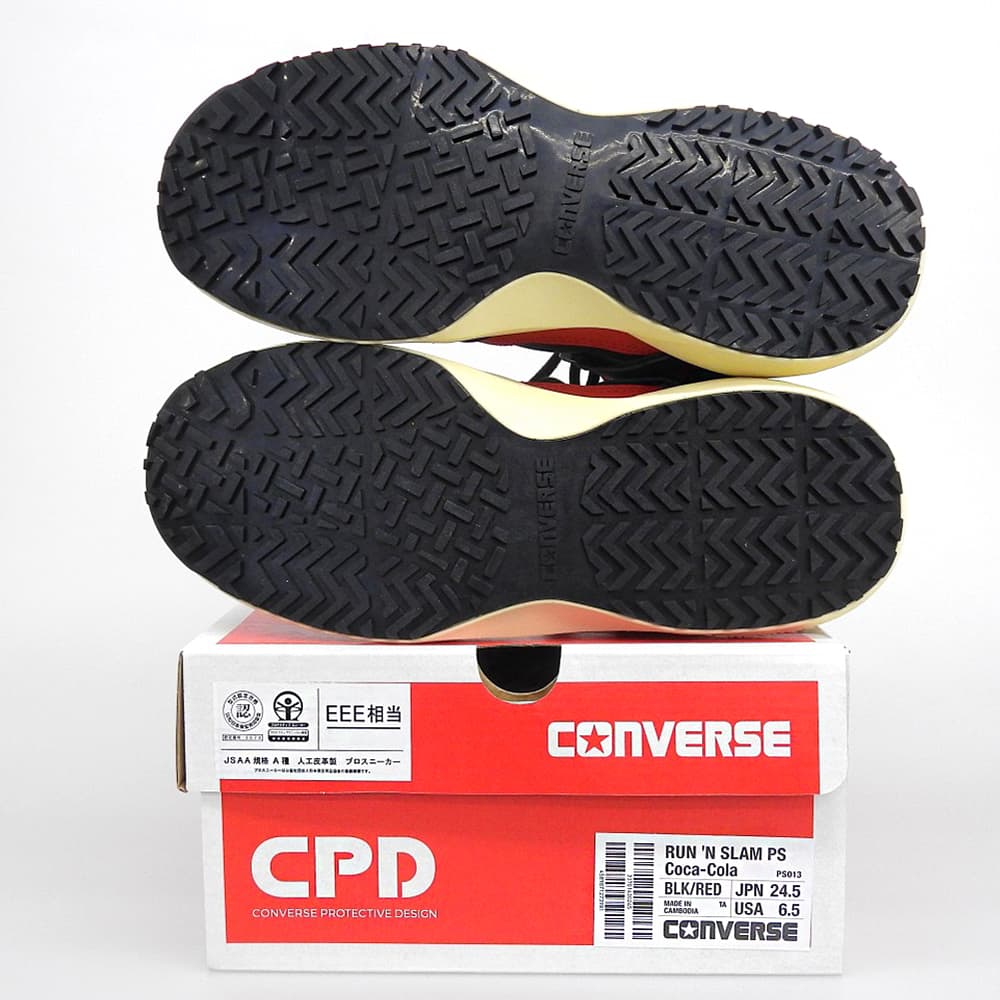converse コンバース 新品同様 ランスラム PS コカ・コーラスニーカー シューズ レディース ブラック×レッド 24.5cm 33701430 シューズ