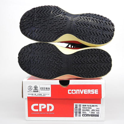 converse コンバース 新品同様 ランスラム PS コカ・コーラスニーカー シューズ レディース ブラック×レッド 24.5cm 33701430 シューズ