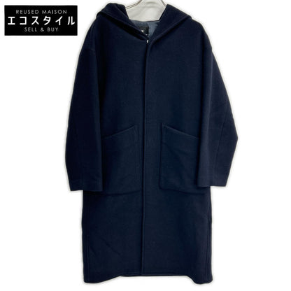 HARE ハレ ネイビー メルトンフーデッドロングコート コート