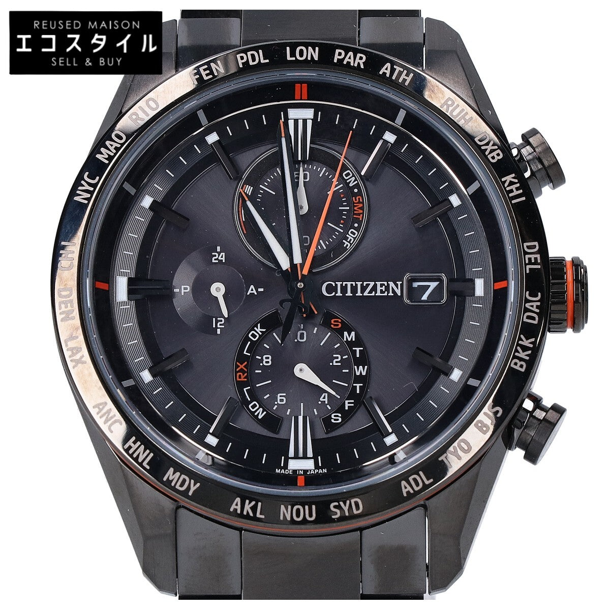 CITIZEN シチズン 【美品】AT8185-62E ATTESA アテッサ ACT Line ブラックチタン エコ・ドライブ 電波 腕時計