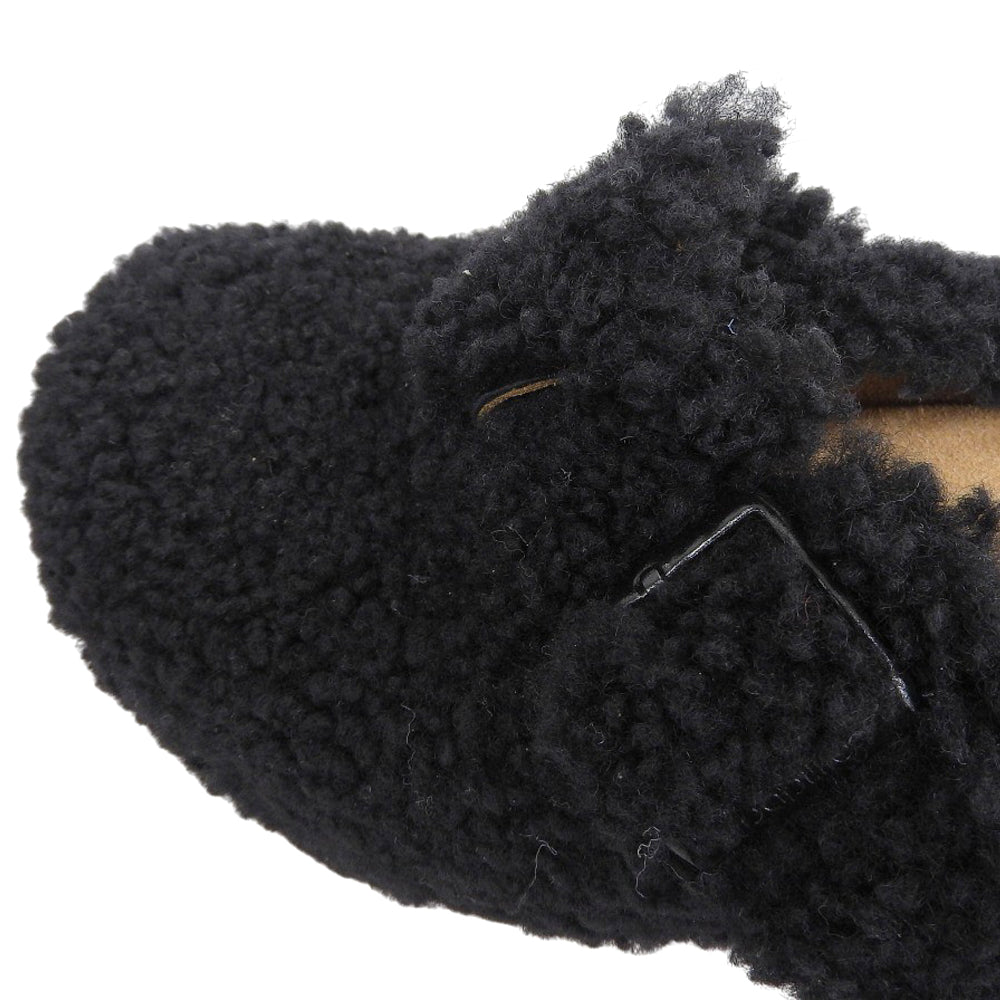 papillio パピリオ byBIRKENSTOCK FANNY TEDDY ボアサンダル シューズ レディース ブラック 24cm シューズ