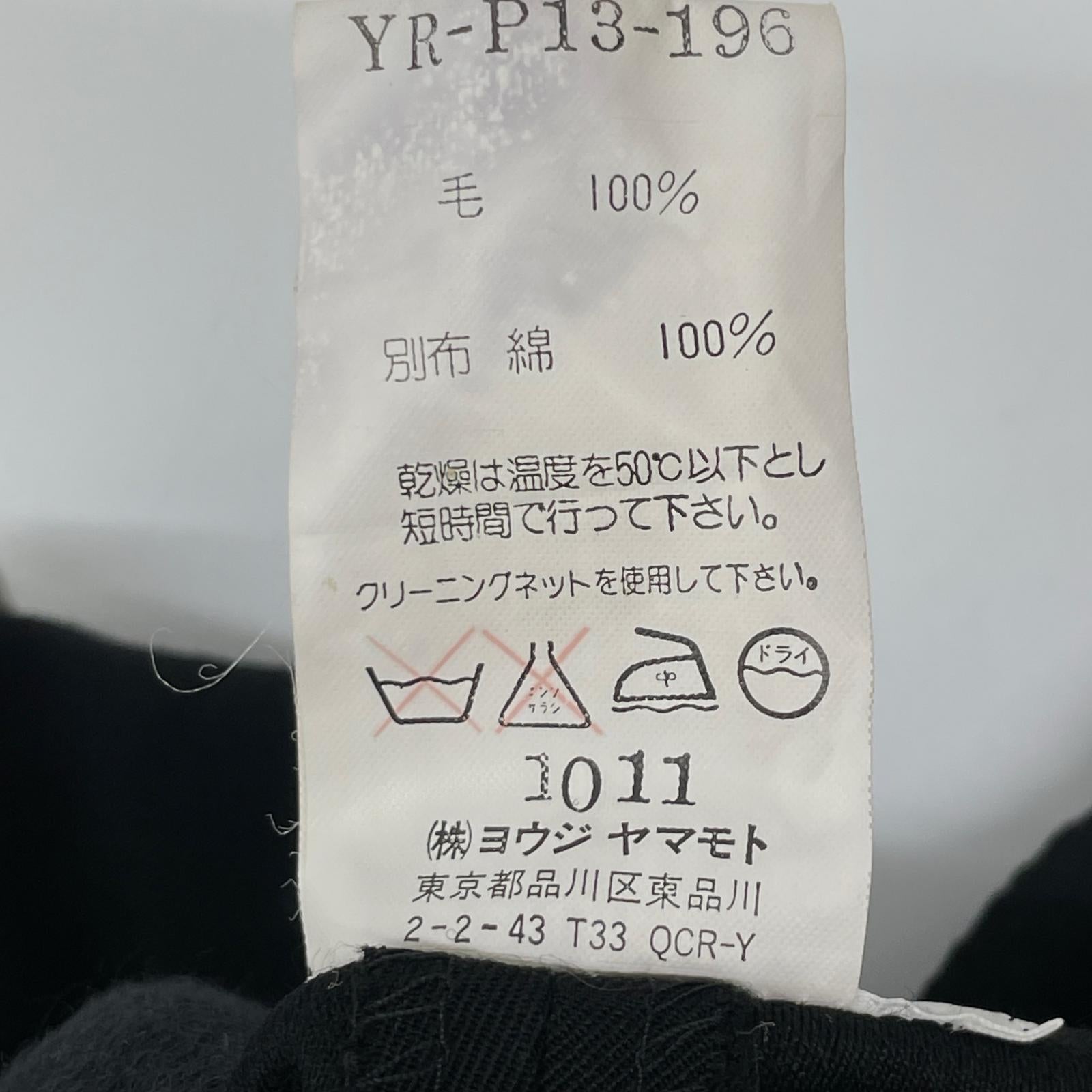 Y's ワイズ YR-P13-196 ブラック ウール混 ウエストストリング ワイドパンツ ボトムス