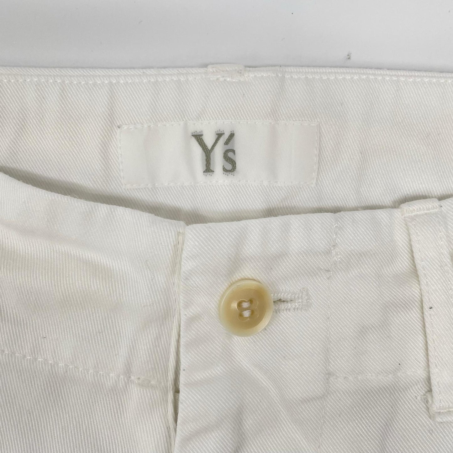 Y's ワイズ YO-P01-011 ホワイト コットンステッチデザイン ダメージテーパードパンツ ボトムス