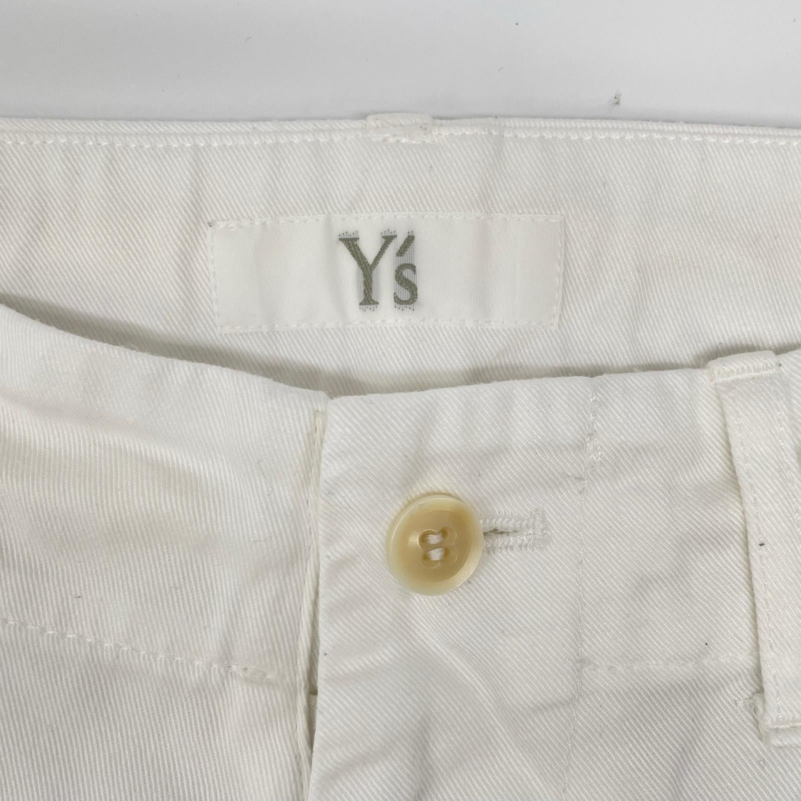 Y's ワイズ YO-P01-011 ホワイト コットンステッチデザイン ダメージテーパードパンツ ボトムス