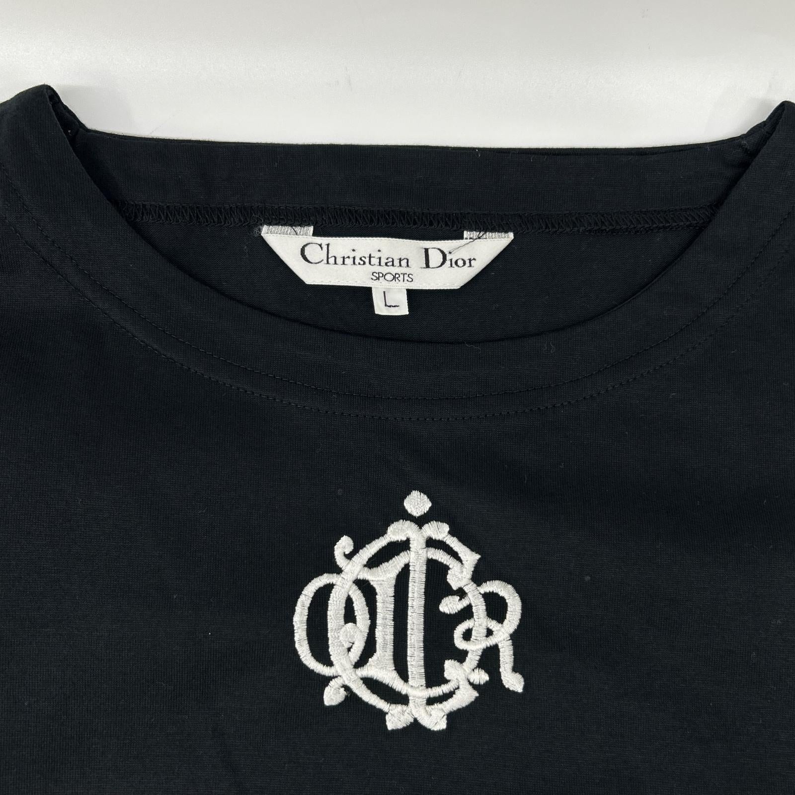 ChristianDiorSports クリスチャンディオールスポーツ ブラック ロゴ刺繍 半袖 Tシャツ トップス