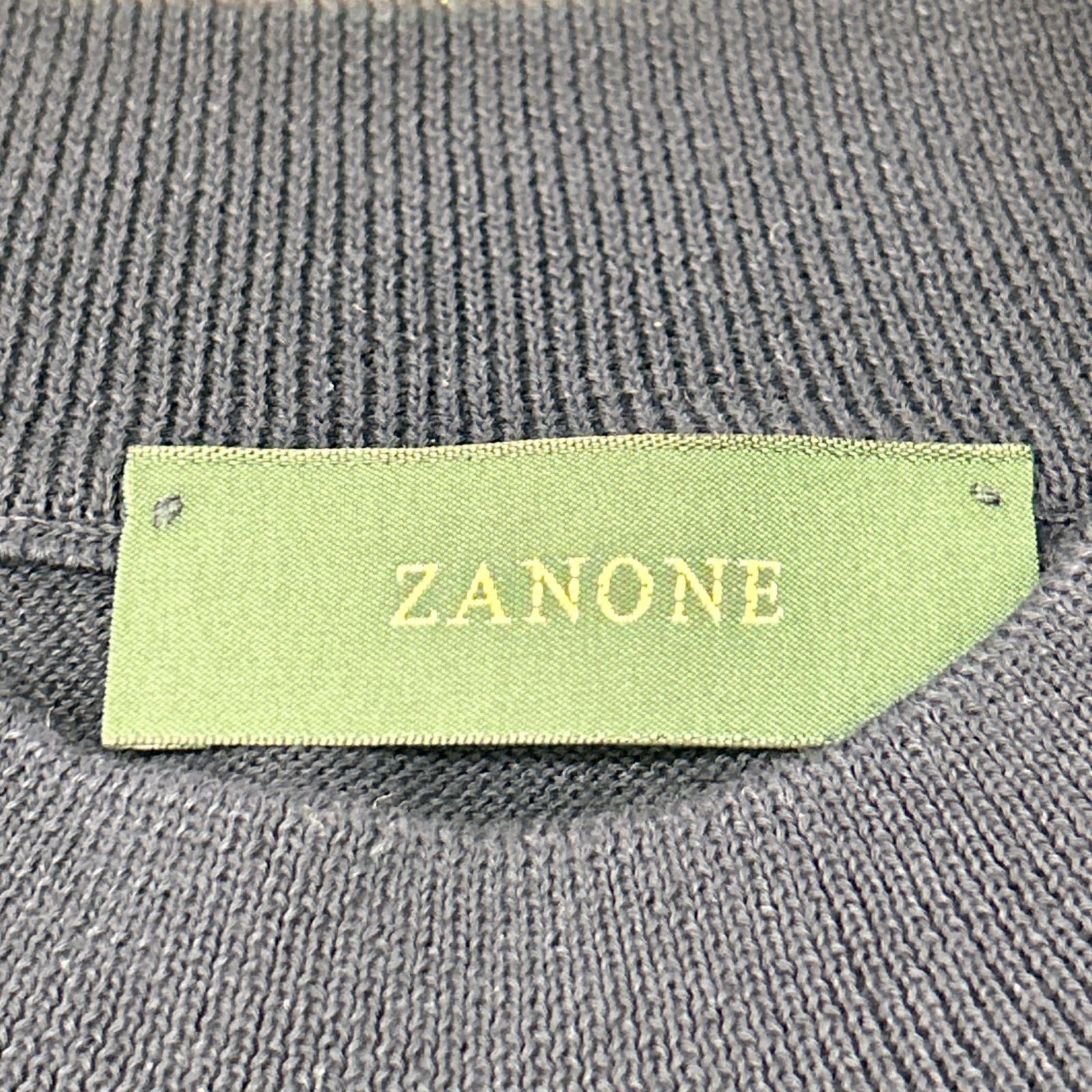 ZANONE ザノーネ 810118 ZY318 ネイビー ハイゲージ コットンクレープ モックネック 半袖 ニットTシャツ トップス