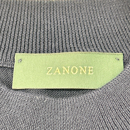 ZANONE ザノーネ 810118 ZY318 ネイビー ハイゲージ コットンクレープ モックネック 半袖 ニットTシャツ トップス