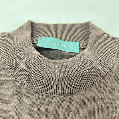 ZANONE ザノーネ 810118 ZY318 ブラウン ハイゲージ コットンクレープ モックネック 半袖 ニットTシャツ トップス