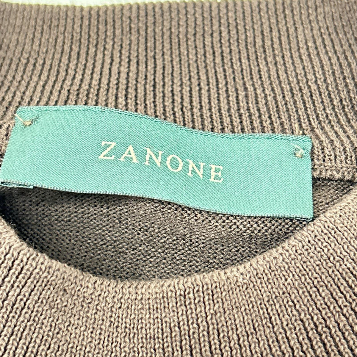 ZANONE ザノーネ 810118 ZY318 ブラウン ハイゲージ コットンクレープ モックネック 半袖 ニットTシャツ トップス
