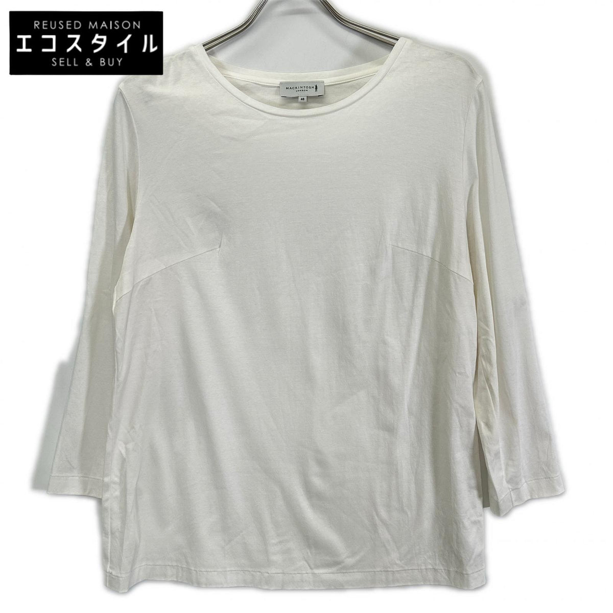 MACKINTOSH LONDON マッキントッシュロンドン G7P04-551-02 24年 ホワイト コットンスムース長袖Tシャツ トップス