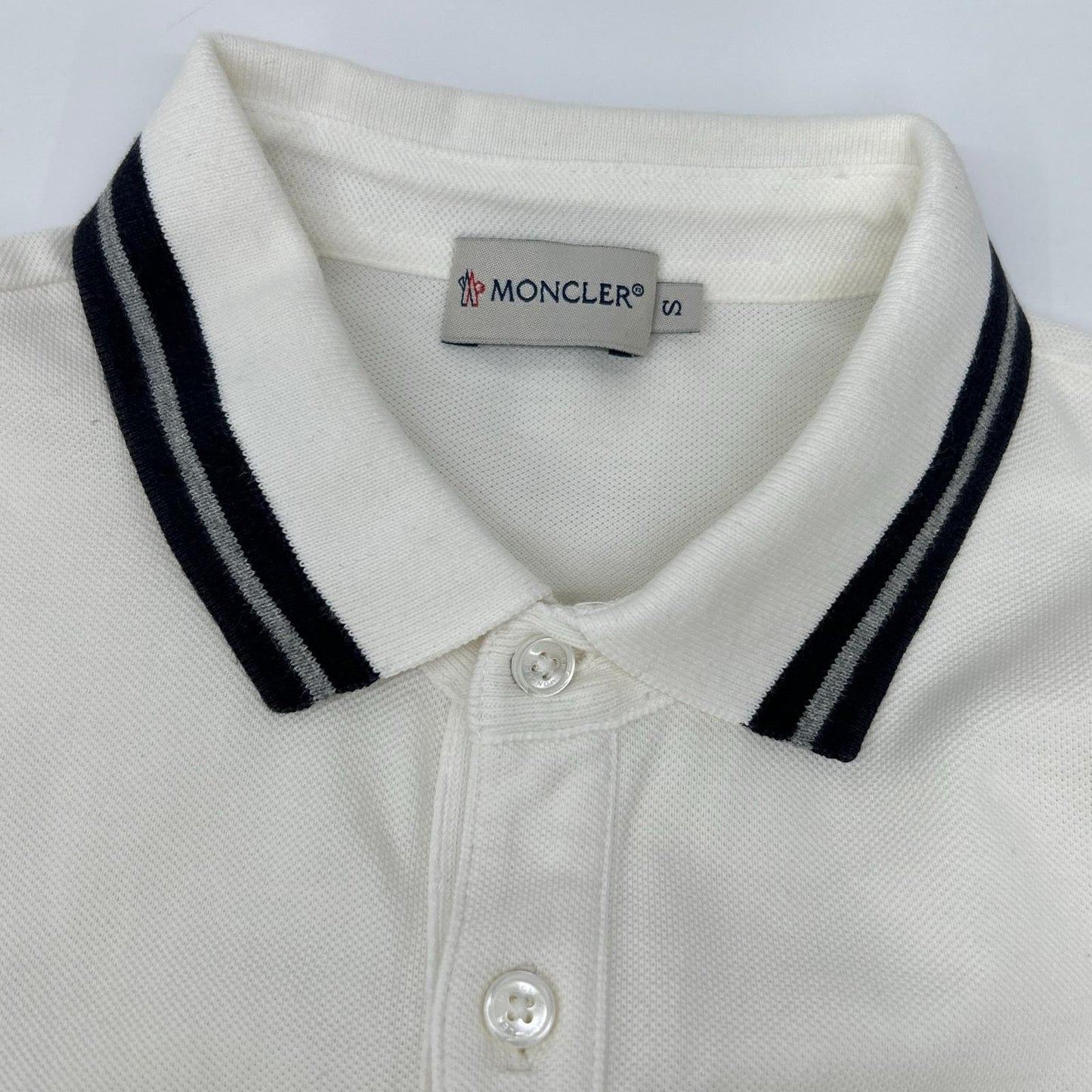 MONCLER モンクレール ホワイト ボーダー maglia polo manica corta 半袖ポロシャツ トップス