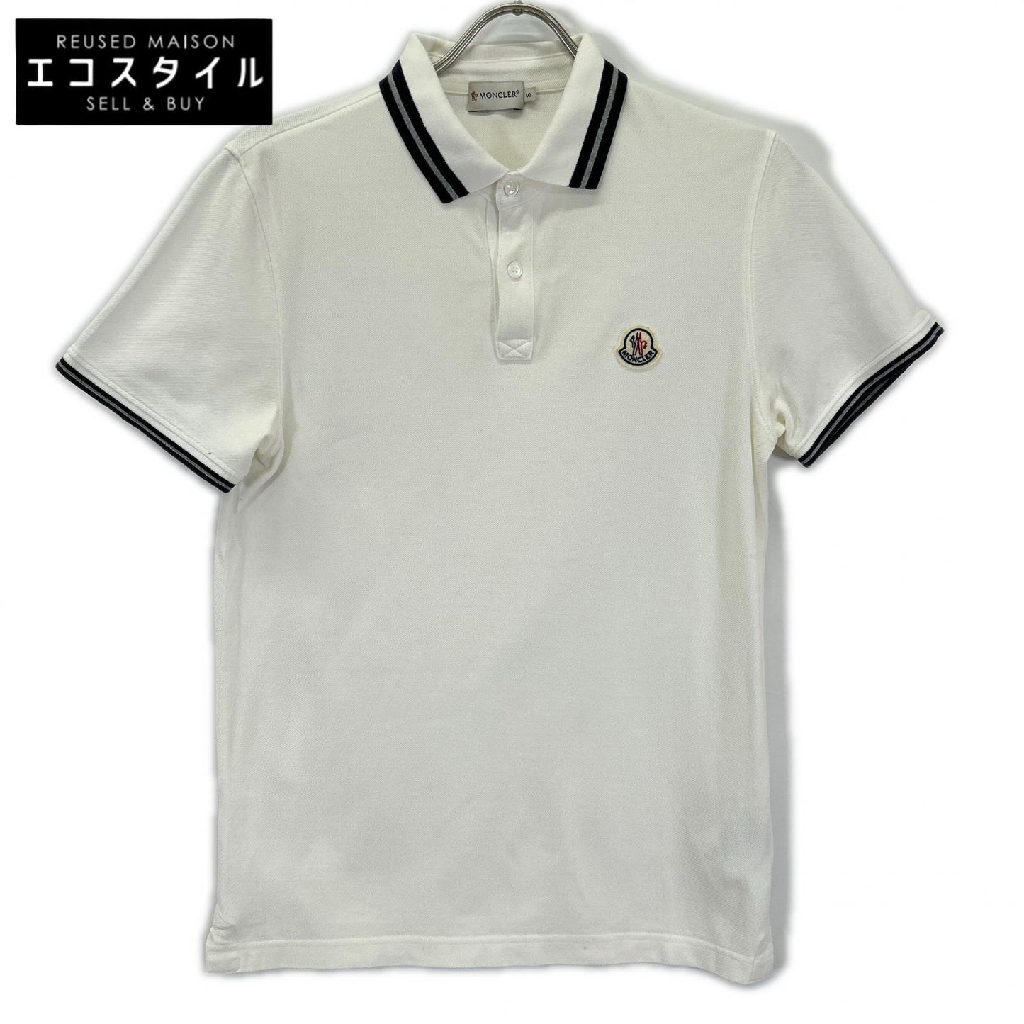 MONCLER モンクレール ホワイト ボーダー maglia polo manica corta 半袖ポロシャツ トップス