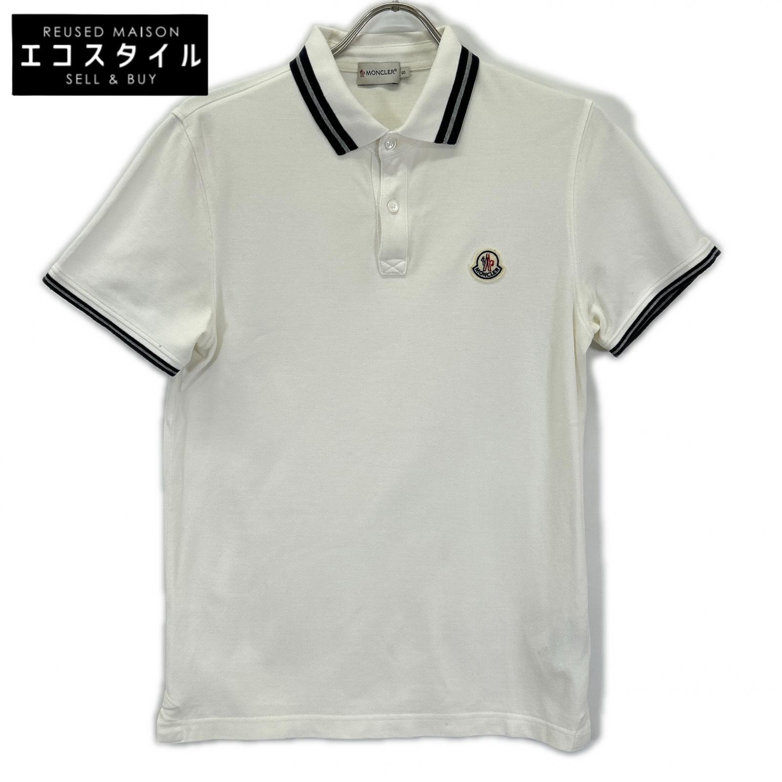 MONCLER モンクレール ホワイト ボーダー maglia polo manica corta 半袖ポロシャツ トップス