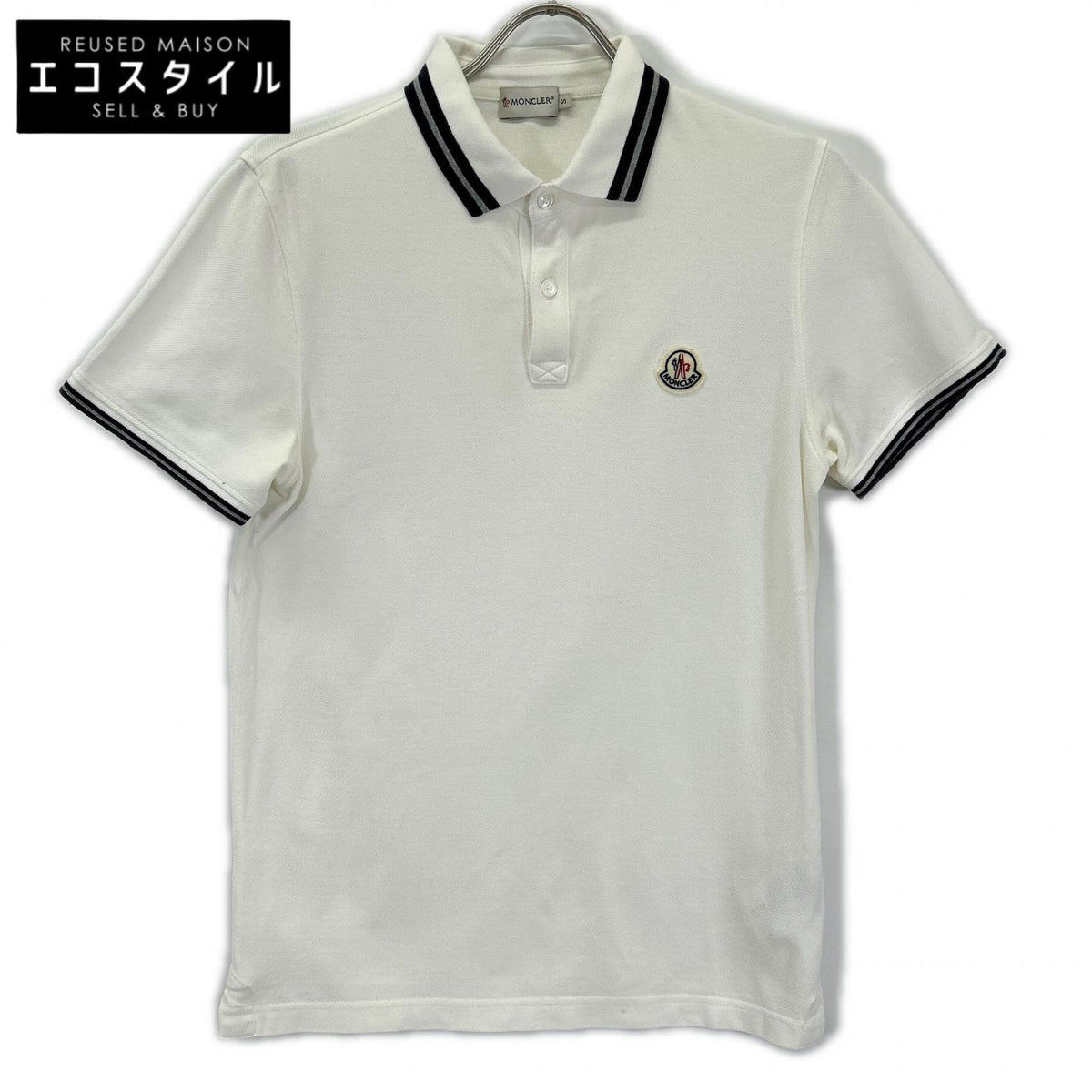 MONCLER MONCLER White striped maglia polo manica corta short-sleeve polo shirt tops