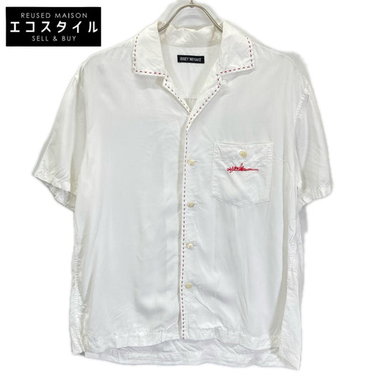 ISSEY MIYAKE イッセイミヤケ ME31FJ007 ホワイト ステッチ 開襟 半袖シャツ トップス