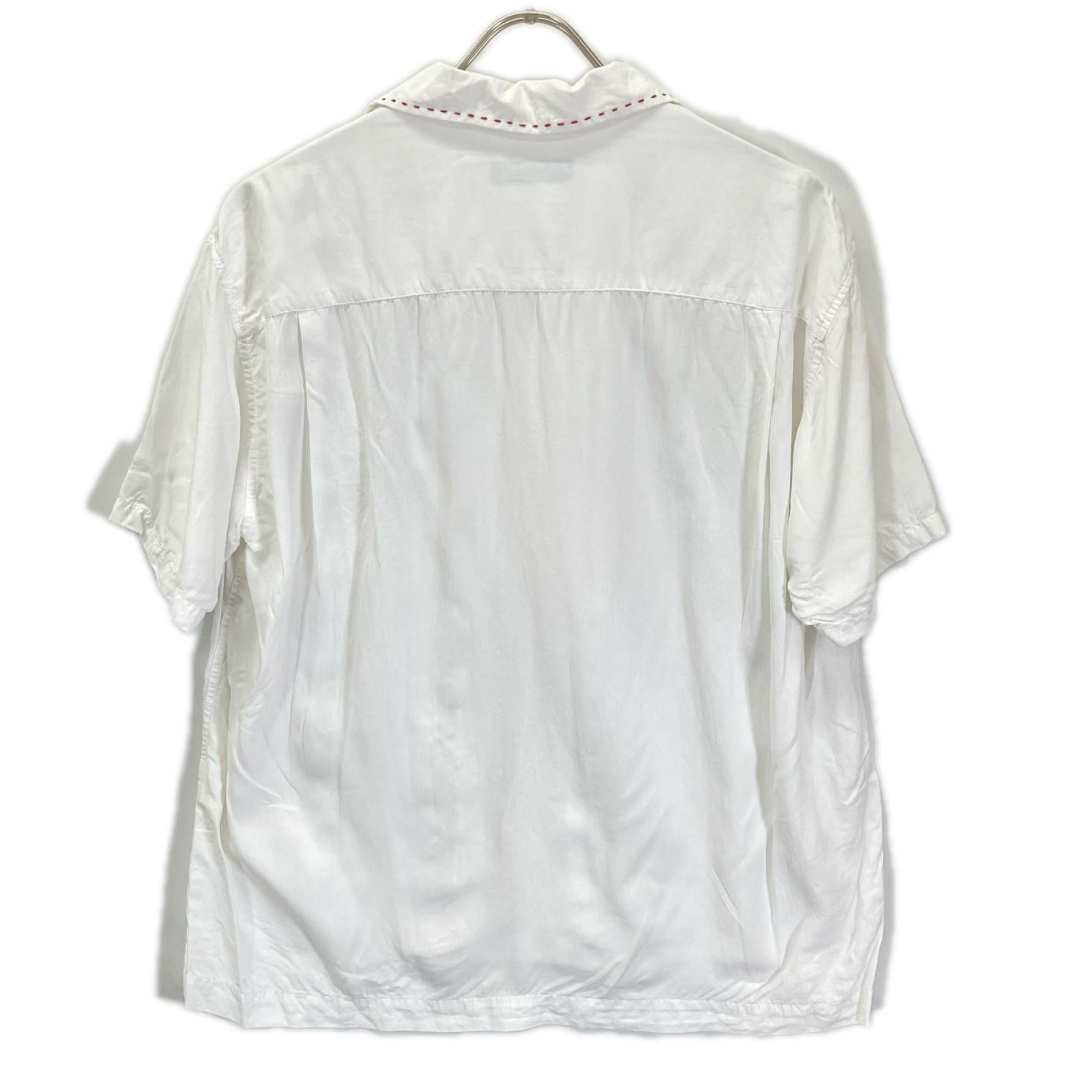 ISSEY MIYAKE イッセイミヤケ ME31FJ007 ホワイト ステッチ 開襟 半袖シャツ トップス