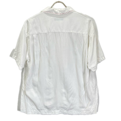 ISSEY MIYAKE イッセイミヤケ ME31FJ007 ホワイト ステッチ 開襟 半袖シャツ トップス