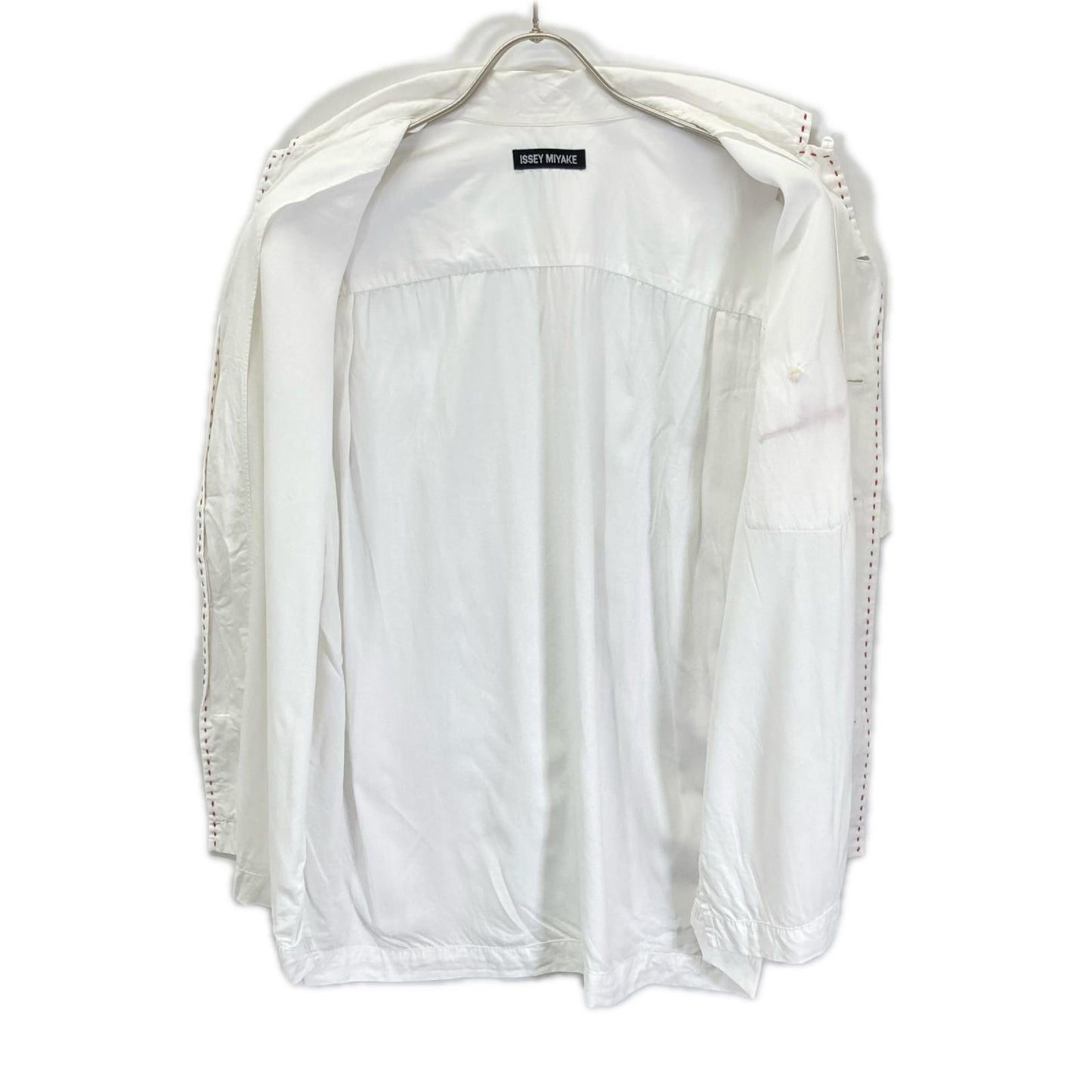 ISSEY MIYAKE イッセイミヤケ ME31FJ007 ホワイト ステッチ 開襟 半袖シャツ トップス