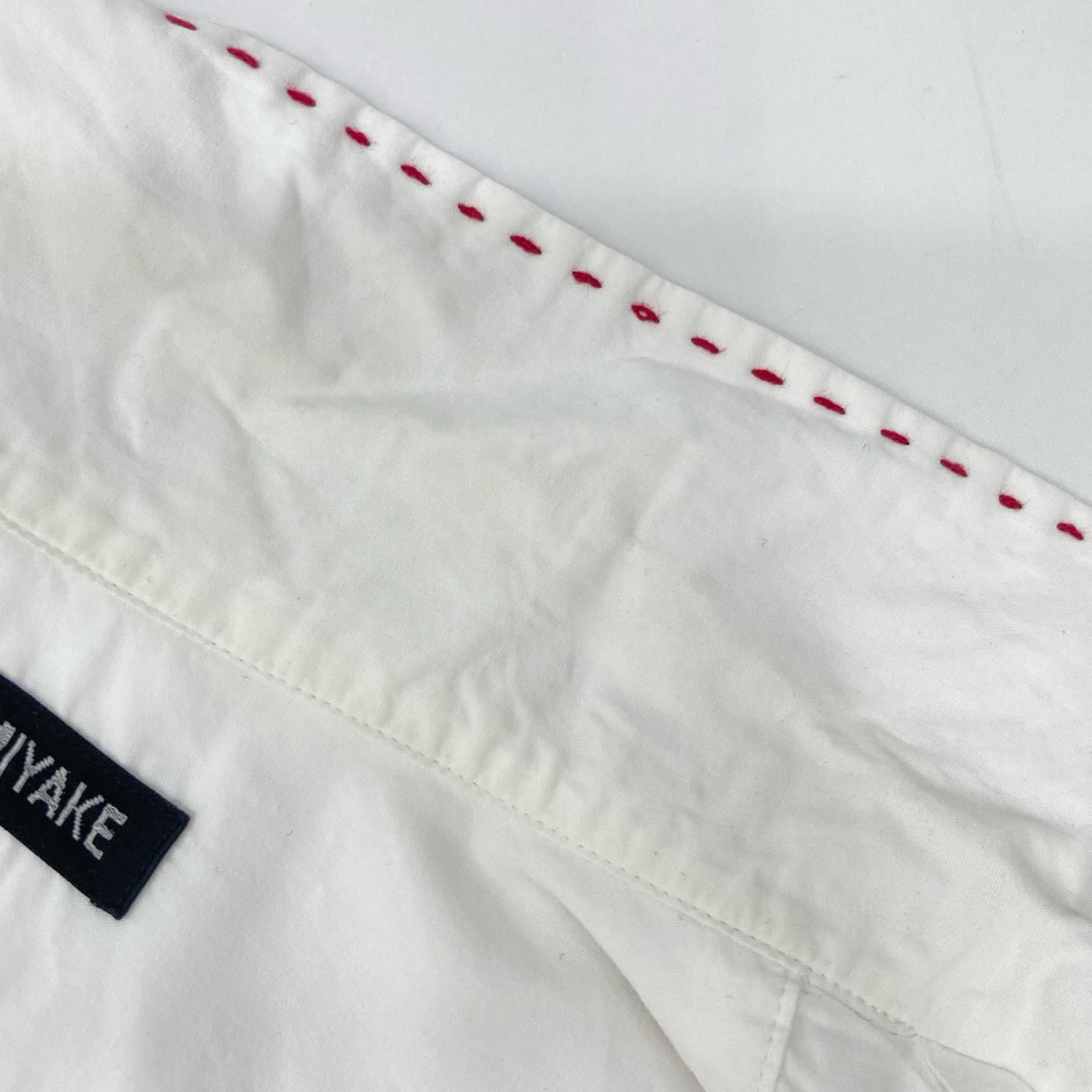 ISSEY MIYAKE イッセイミヤケ ME31FJ007 ホワイト ステッチ 開襟 半袖シャツ トップス