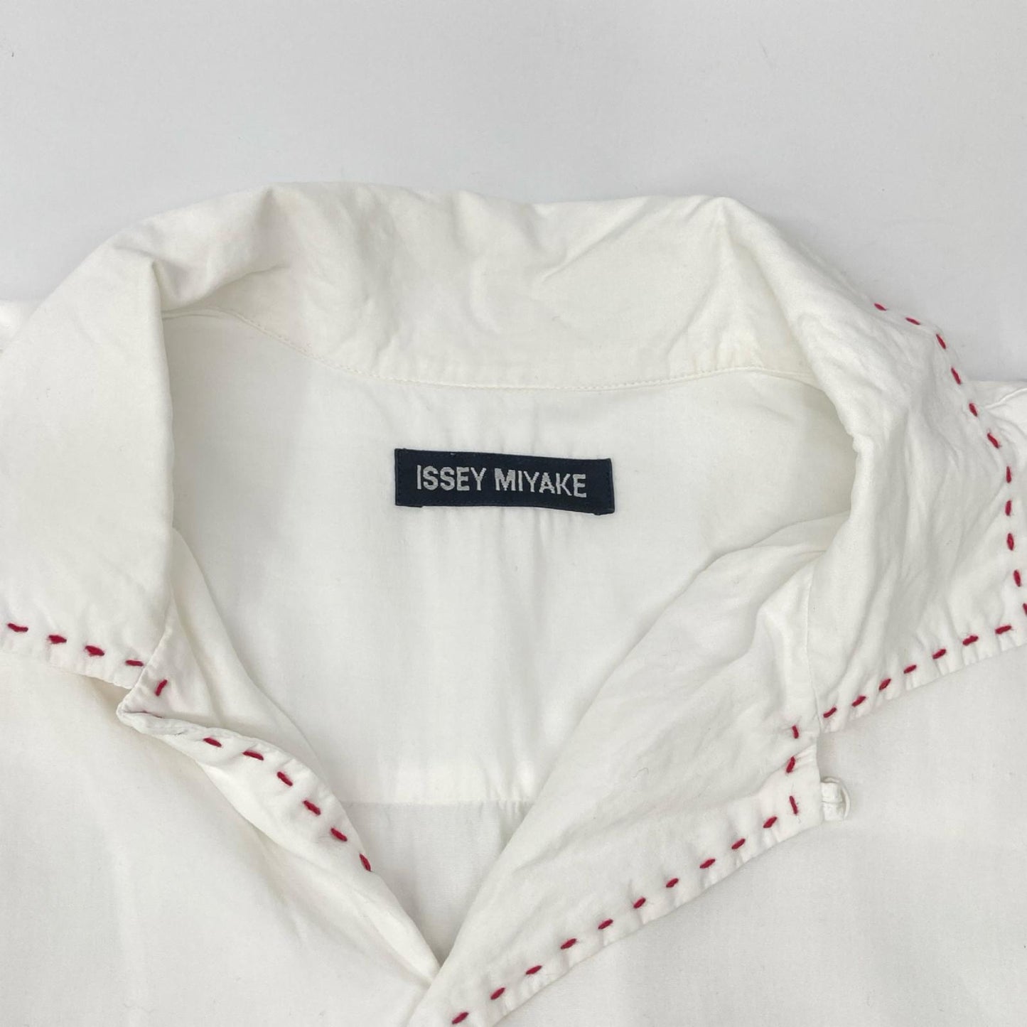 ISSEY MIYAKE イッセイミヤケ ME31FJ007 ホワイト ステッチ 開襟 半袖シャツ トップス