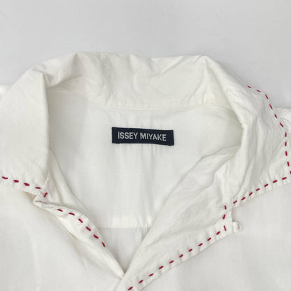ISSEY MIYAKE イッセイミヤケ ME31FJ007 ホワイト ステッチ 開襟 半袖シャツ トップス