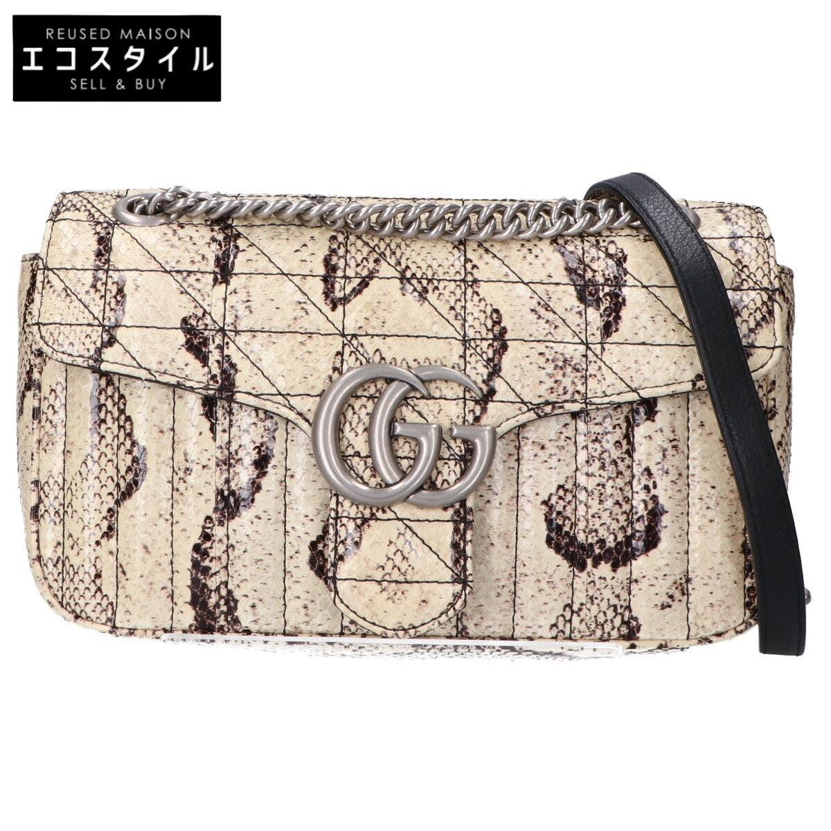GUCCI グッチ 美品 443497 525040 GGマーモント パイソンレザー チェーン ショルダーバッグ