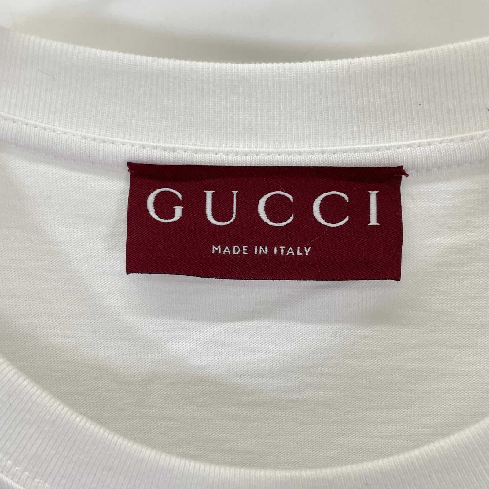 GUCCI グッチ 25SS ホワイト クリスタル装飾付き コットン 半袖Tシャツ トップス