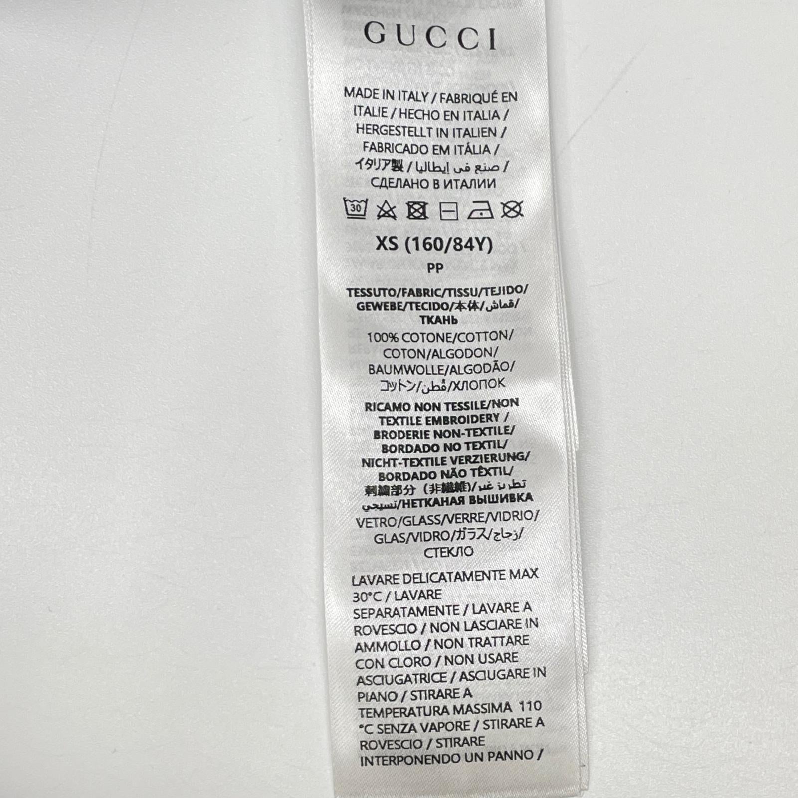GUCCI グッチ 25SS ホワイト クリスタル装飾付き コットン 半袖Tシャツ トップス