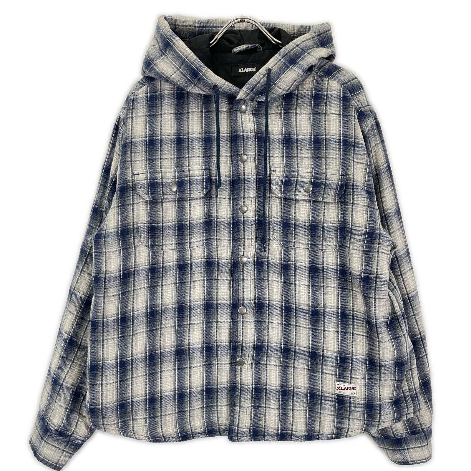 XLARGE エクストララージ 101253014006 ブルー フーデッドフランネルシャツ ジャケット