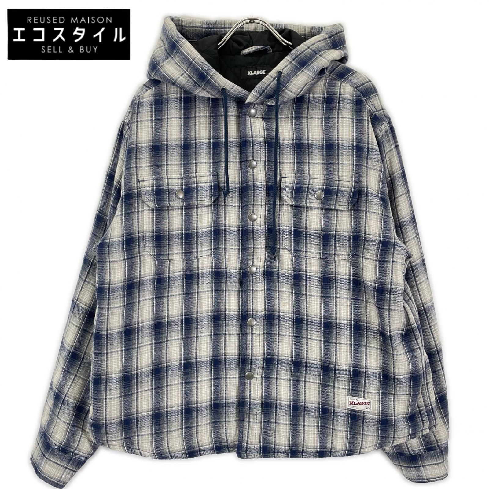 XLARGE エクストララージ 101253014006 ブルー フーデッドフランネルシャツ ジャケット