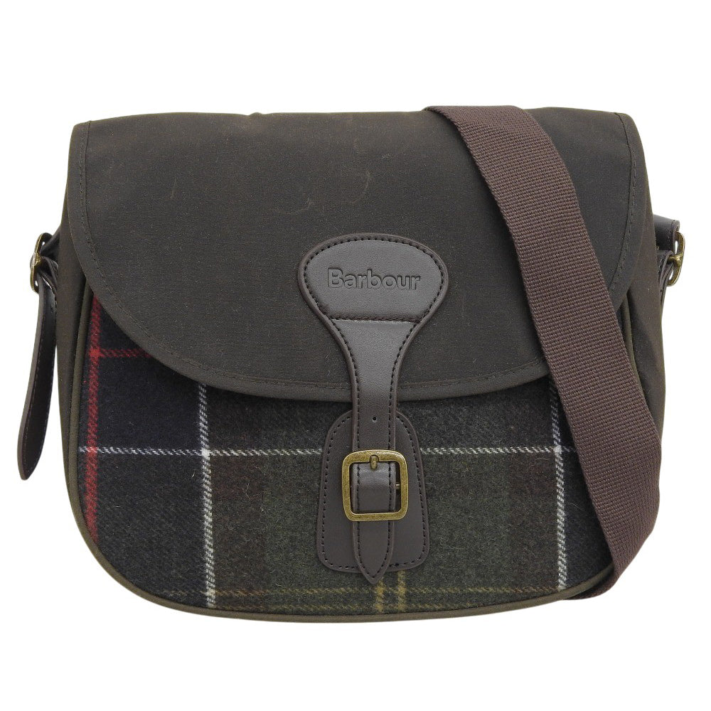 Barbour バブアー 美品 チェック ホイットレイ タータン クロスボディ バッグ ショルダーバッグ レディース カーキ×ブラウン LBA0341TN11 ショルダーバッグ