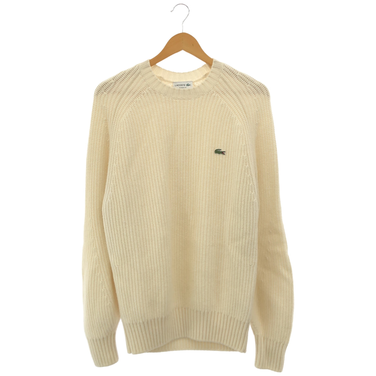 Lacoste ラコステ AH3142 ホワイト エッセンシャルローゲージニットセーター トップス